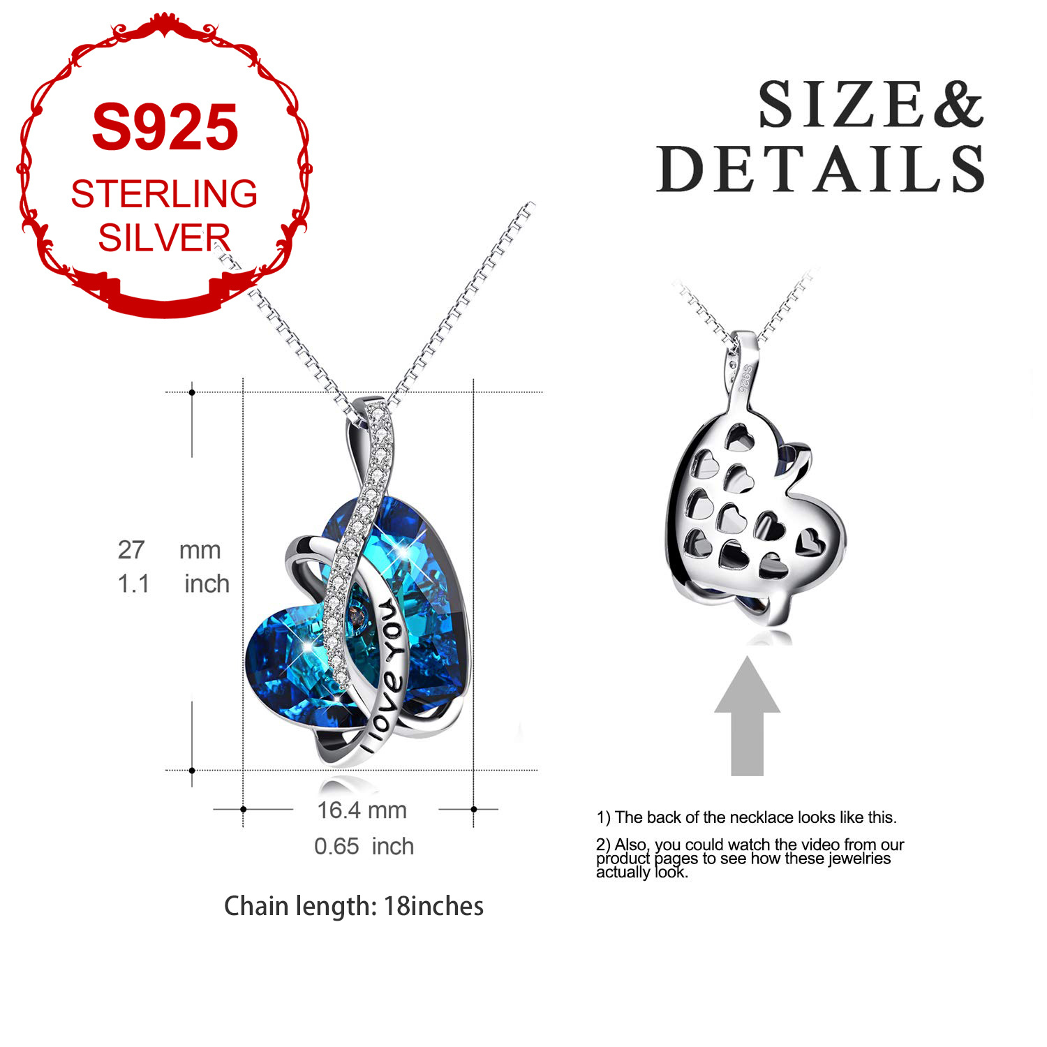 Women's Birthstone Love Necklace — S925 Silver